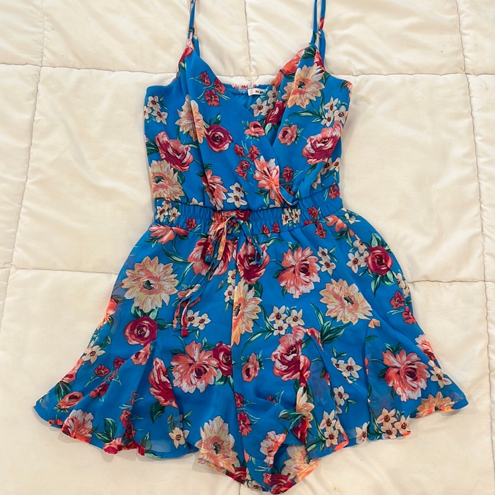 Floral Blue Romper